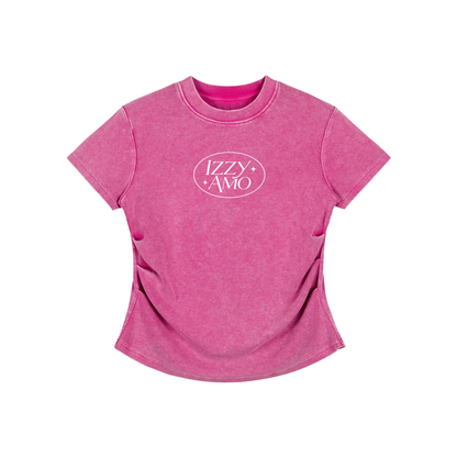 IZZY AMO Women's Vintage Washed Bodycon Cotton T-Shirt