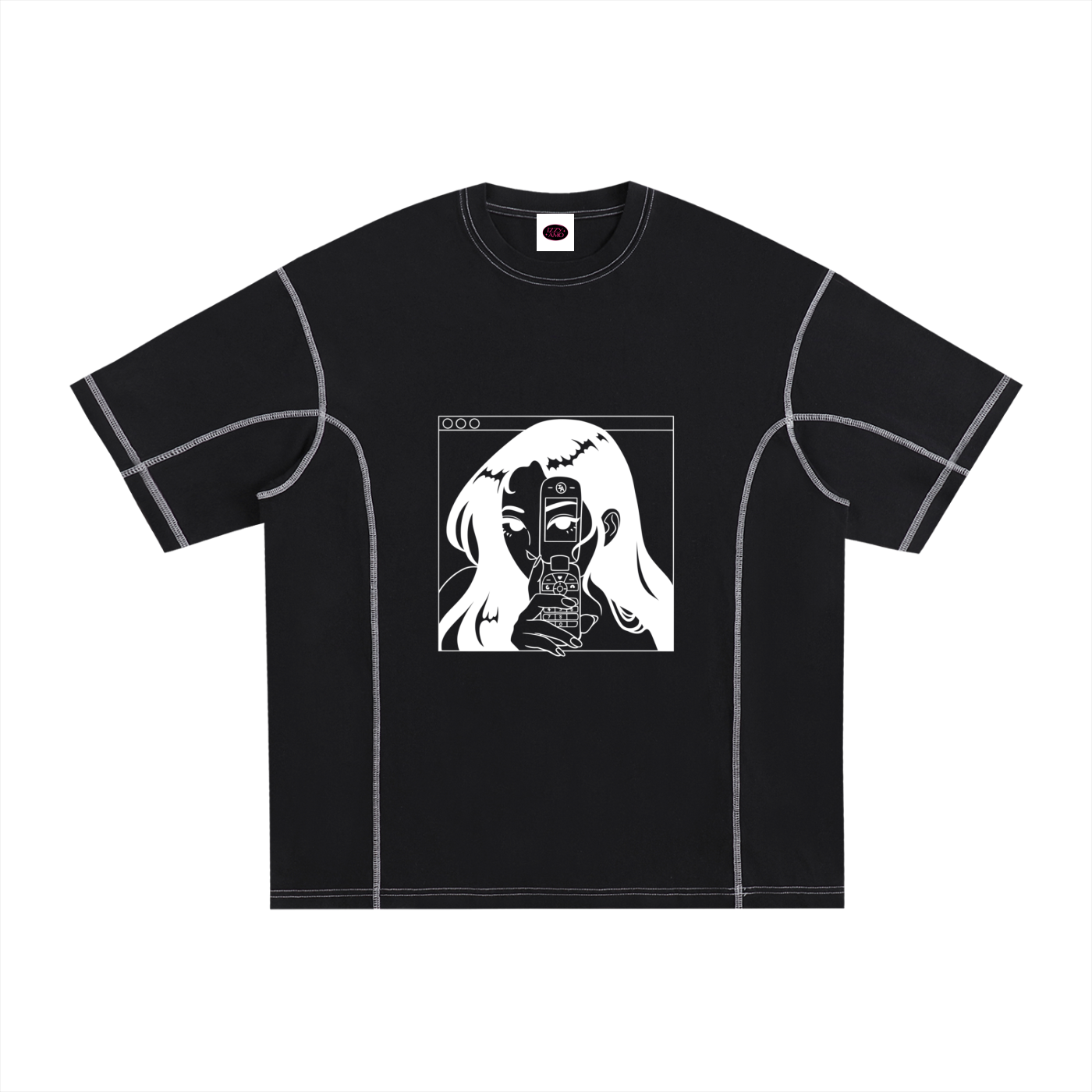HER EYES Contrast-Stitched Cotton T-Shirt