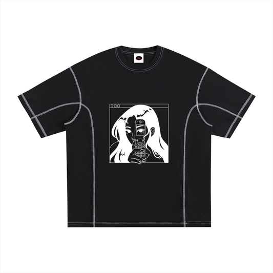 HER EYES Contrast-Stitched Cotton T-Shirt