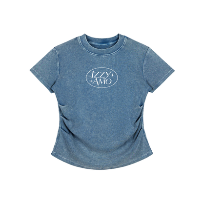 IZZY AMO Women's Vintage Washed Bodycon Cotton T-Shirt