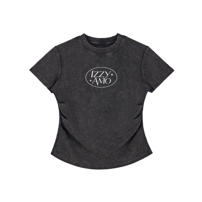 IZZY AMO Women's Vintage Washed Bodycon Cotton T-Shirt