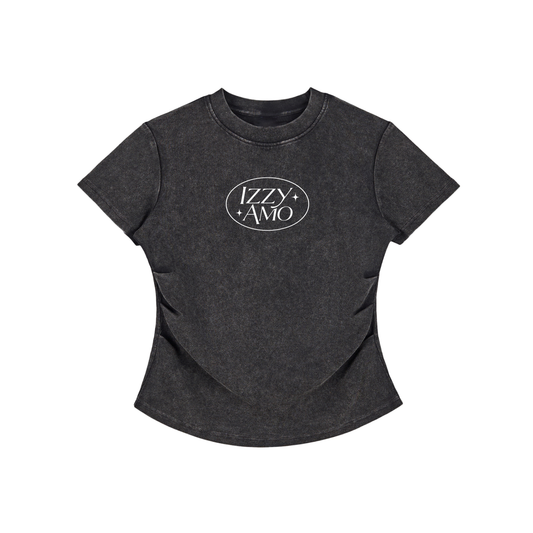 IZZY AMO Women's Vintage Washed Bodycon Cotton T-Shirt